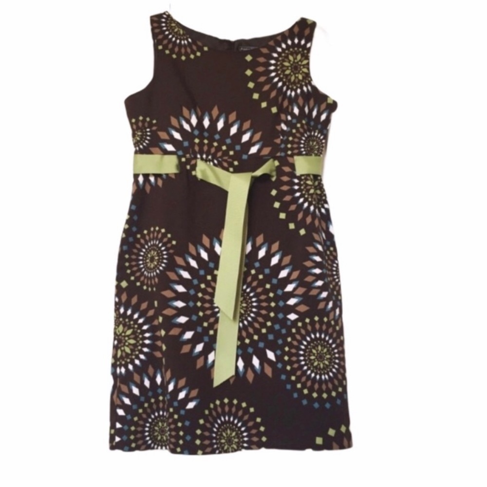 Jessica Howard Dress Brown green Ribbon